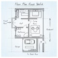 Floor plan house sketch Royalty Free Stock Photo