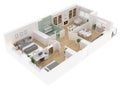 Floor plan of a house top view. Open concept living appartment layout