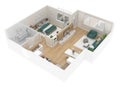 Floor plan of a house top view. Open concept living appartment layout