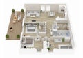 Floor plan of a house top view. Open concept living appartment layout