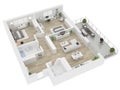 Floor plan of a house view 3D illustration