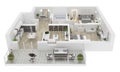 Floor plan of a house view 3D illustration