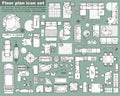 Floor plan icons set for design interior. Furniture icon in top view. Blueprint apartment. Vector Royalty Free Stock Photo