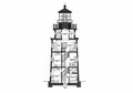 Floor plan of a multi-level lighthouse. Details include distinct rooms Royalty Free Stock Photo