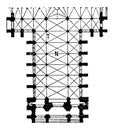 Floor Plan of the Nave of the Amiens Cathedral in Amiens, France, vintage engraving