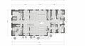 Floor plan of a rectangular building with dimensions: 19m x 37m. Royalty Free Stock Photo