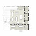 Floor plan of a rectangular building featuring multiple rooms and defined spaces likely Royalty Free Stock Photo