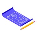 Floor plan renovation icon isometric vector. Repair parquet Royalty Free Stock Photo