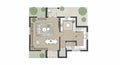 Floor plan of a residential space featuring a rectangular layout with defined zones. Royalty Free Stock Photo