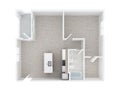 Floor plan top view. One bedroom one bath carpet floor apartment 3D illustration. Royalty Free Stock Photo