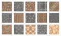 Floor stone pattern. Pavement tile of stone, bricks and concrete, road sidewalk and garden patio ground, outdoor paving