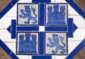 Floor tile with heraldic symbols of Spain