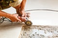 Floor tile installation for house building Royalty Free Stock Photo