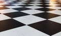 Big black and white checkered pattern tiles. Royalty Free Stock Photo