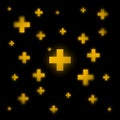 Gold crosses on a black background