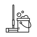 Floor washing tools line icon, concept sign, outline vector illustration, linear symbol.