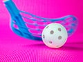 Floorball player in action Royalty Free Stock Photo