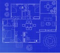 White floor plan sketch of a house. Royalty Free Stock Photo