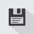 Flopi disk, save icon with shadow Royalty Free Stock Photo