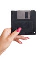 Floppy Disc in female hand Royalty Free Stock Photo