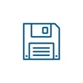 Floppy Disc Line Blue Icon On White Background. Blue Flat Style Vector Illustration Royalty Free Stock Photo