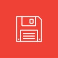 Floppy Disc Line Icon On Red Background. Red Flat Style Vector Illustration Royalty Free Stock Photo