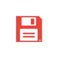 Floppy Disc Red Icon On White Background. Red Flat Style Vector Illustration Royalty Free Stock Photo
