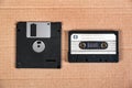 Floppy Disk and Audio Cassette Royalty Free Stock Photo