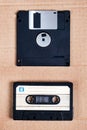 Floppy Disk and Audio Cassette Royalty Free Stock Photo