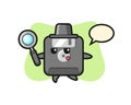 Floppy disk cartoon character searching with a magnifying glass Royalty Free Stock Photo