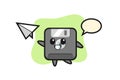 Floppy disk cartoon character throwing paper airplane Royalty Free Stock Photo