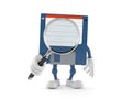 Floppy disk character holding magnifying glass Royalty Free Stock Photo