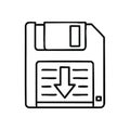 Floppy Disk Data Download Icon. Classic diskette graphic depicting the process of Royalty Free Stock Photo