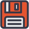 Floppy disk data file save button flat vector icon