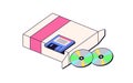 Floppy disk and discs in 90s retro style. Diskettes for saving information, data. Memory, backup container symbol