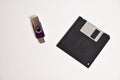 Floppy disk diskette and USB flash drive memory stick Royalty Free Stock Photo