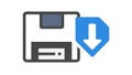 Floppy Disk Download Icon, Retro Data Storage, vector design Generative AI Royalty Free Stock Photo