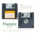Floppy disk. front and back side. typographic design for infographic - vector Royalty Free Stock Photo