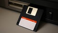 Floppy disk, highlighting retro tech and data storage, Stock Photo, Generative AI