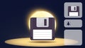 Floppy disk icon retro, vintage technology, data storage and nostalgia Generative AI Royalty Free Stock Photo