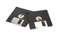 Floppy disk 3.5 inch isolated on white backround. Two vintage computer diskette back view Royalty Free Stock Photo