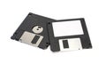 Floppy disk 3.5 inch isolated on white backround. Two vintage computer diskette front and back view. Royalty Free Stock Photo