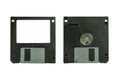 Floppy disk 3.5 inch isolated on white backround. Vintage computer diskette. Front and back view macro close-up Royalty Free Stock Photo