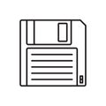 Floppy disk linear icon. HD diskette old data media