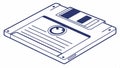 Floppy disk outline vector, retro storage sketch, vintage tech and computer drawing art vector design Generative AI Royalty Free Stock Photo