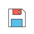 Floppy disk thin line icon. Color Royalty Free Stock Photo