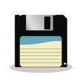 Floppy diskette in retro style isolated on a white background. Vintage data storage icon. Old computer data carrier. Royalty Free Stock Photo