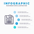 Floppy, Diskette, Save Blue Infographics Template 5 Steps. Vector Line Icon template Royalty Free Stock Photo