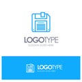Floppy, Diskette, Save Blue Logo Line Style Royalty Free Stock Photo