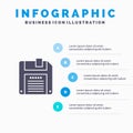 Floppy, Diskette, Save Infographics Presentation Template. 5 Steps Presentation Royalty Free Stock Photo
